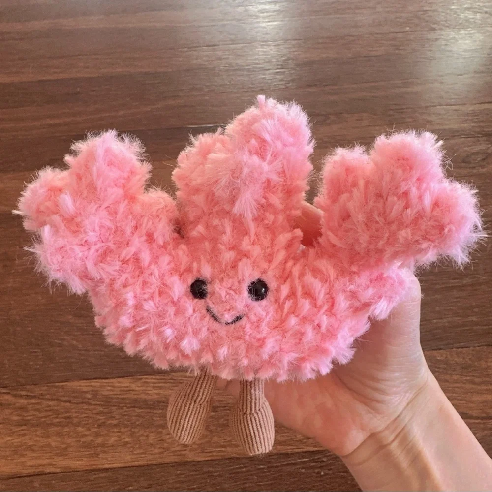 Cute Coral Plush Bag Charm Keychain Pendant Kawaii Coastal Ocean Gift